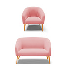 Sofá Namoradeira E Poltrona Pé Palito Castanho Stella Suede R