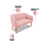 Sofá Namoradeira E Poltrona Pé Palito Castanho Stella Suede R