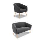 Sofá Namoradeira E Poltrona Pé Palito Natural Stella Bouclê D