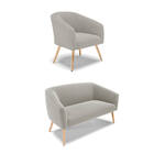 Sofá Namoradeira E Poltrona Pé Palito Natural Stella Bouclê D