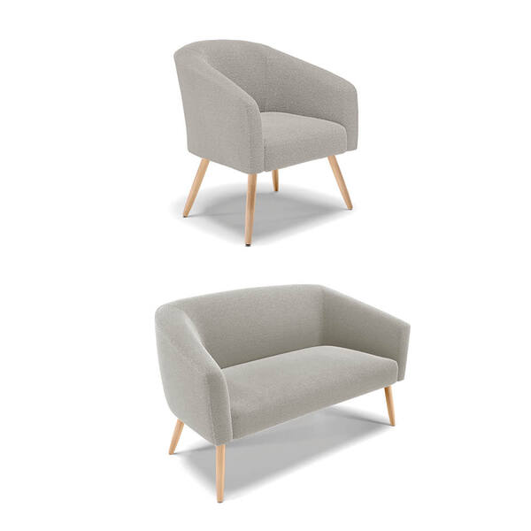 Sofá Namoradeira E Poltrona Pé Palito Natural Stella Bouclê D