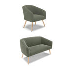 Sofá Namoradeira E Poltrona Pé Palito Natural Stella Bouclê D