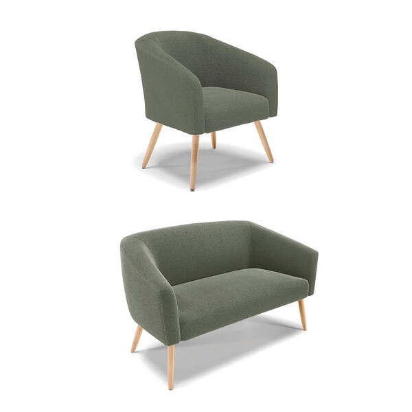 Sofá Namoradeira E Poltrona Pé Palito Natural Stella Bouclê D