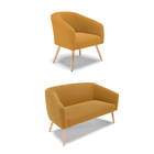 Sofá Namoradeira E Poltrona Pé Palito Natural Stella Bouclê M