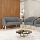 Sofá Namoradeira E Poltrona Pé Palito Natural Stella Linho D0