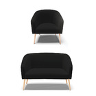 Sofá Namoradeira E Poltrona Pé Palito Natural Stella Linho D0