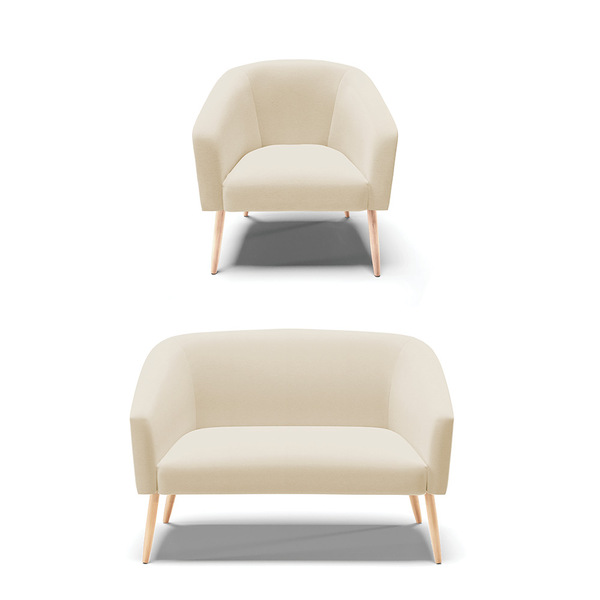 Sofá Namoradeira E Poltrona Pé Palito Natural Stella Linho D0