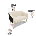 Sofá Namoradeira E Poltrona Pé Palito Natural Stella Preto/li