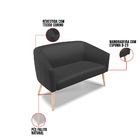 Sofá Namoradeira E Poltrona Pé Palito Natural Stella Sintétic