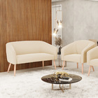 Sofá Namoradeira E Poltrona Pé Palito Natural Stella Suede Be