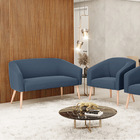 Sofá Namoradeira E Poltrona Pé Palito Natural Stella Suede D0