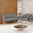 Sofá Namoradeira E Poltrona Pé Palito Natural Stella Suede D0