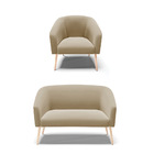 Sofá Namoradeira E Poltrona Pé Palito Natural Stella Suede D0