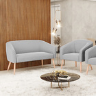 Sofá Namoradeira E Poltrona Pé Palito Natural Stella Suede D0