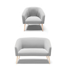 Sofá Namoradeira E Poltrona Pé Palito Natural Stella Suede D0