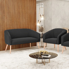 Sofá Namoradeira E Poltrona Pé Palito Natural Stella Suede D0