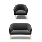 Sofá Namoradeira E Poltrona Pé Palito Natural Stella Suede D0