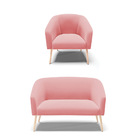 Sofá Namoradeira E Poltrona Pé Palito Natural Stella Suede D0