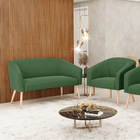 Sofá Namoradeira E Poltrona Pé Palito Natural Stella Veludo B