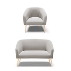 Sofá Namoradeira E Poltrona Pé Palito Natural Stella Veludo C