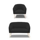 Sofá Namoradeira E Poltrona Pé Palito Natural Stella Veludo P