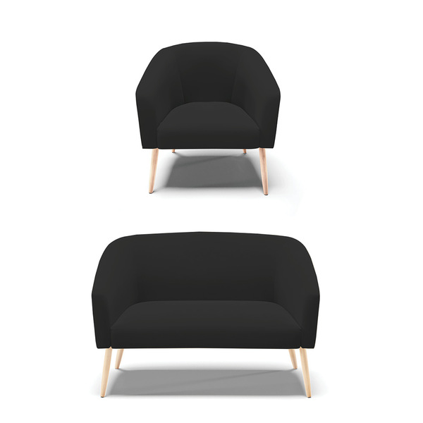 Sofá Namoradeira E Poltrona Pé Palito Natural Stella Veludo P