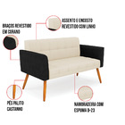 Sofá Namoradeira E Poltrona Pés Palito Castanho Elisa Preto/l