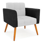 Sofá Namoradeira E Poltrona Pés Palito Castanho Elisa Preto/l