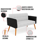 Sofá Namoradeira E Poltrona Pés Palito Castanho Elisa Preto/l