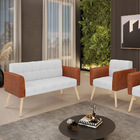 Sofá Namoradeira E Poltrona Pés Palito Natural Elisa Nozes/li