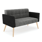 Sofá Namoradeira E Poltrona Pés Palito Natural Elisa Preto/li