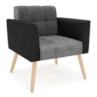 Sofá Namoradeira E Poltrona Pés Palito Natural Elisa Preto/li