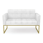 Sofá Namoradeira Elisa Corano Base Metálica Industrial Dourad