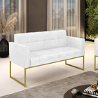 Sofá Namoradeira Elisa Corano Base Metálica Industrial Dourad