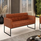 Sofá Namoradeira Elisa Corano Base Metálica Industrial Preto