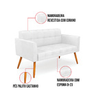 Sofá Namoradeira Elisa Corano Pés Palito Castanho D03 - D'ros