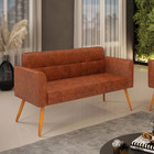 Sofá Namoradeira Elisa Corano Pés Palito Castanho D03 - D'ros