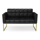 Sofá Namoradeira Elisa Corano Preto Base Metálica Industrial