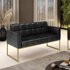 Sofá Namoradeira Elisa Corano Preto Base Metálica Industrial