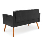 Sofá Namoradeira Elisa Corano Preto Pés Palito Castanho D03 -