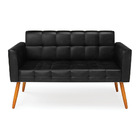 Sofá Namoradeira Elisa Corano Preto Pés Palito Castanho D03 -