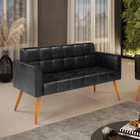 Sofá Namoradeira Elisa Corano Preto Pés Palito Castanho D03 -