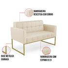 Sofá Namoradeira Elisa Corino Base Metálica Industrial Dourad