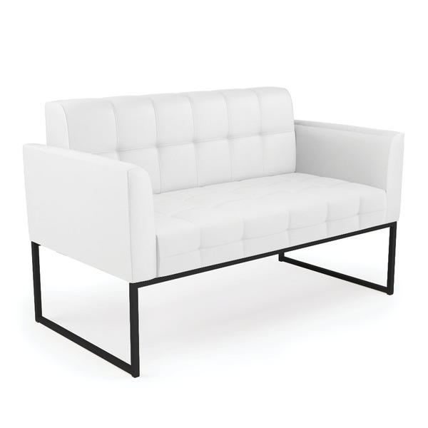 Sofá Namoradeira Elisa Corino Base Metálica Industrial Preto