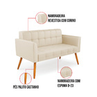 Sofá Namoradeira Elisa Corino Bege Pés Palito Castanho D03 -