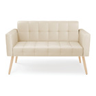 Sofá Namoradeira Elisa Corino Bege Pés Palito Natural D03 - D