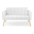 Sofá Namoradeira Elisa Corino Branco Pés Palito Natural D03 -