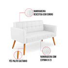 Sofá Namoradeira Elisa Corino Pés Palito Castanho D03 - D'ros