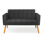 Sofá Namoradeira Elisa Corino Preto Pés Palito Castanho D03 -