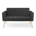 Sofá Namoradeira Elisa Corino Preto Pés Palito Natural D03 -